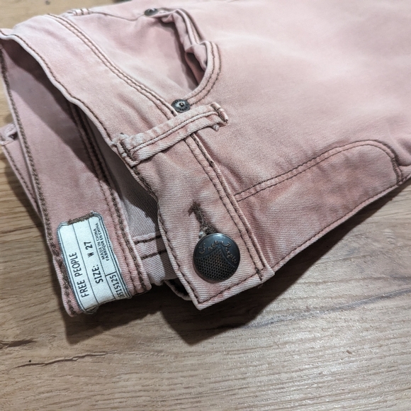 Free people pink jean pants size w 27 - Picture 1 of 4